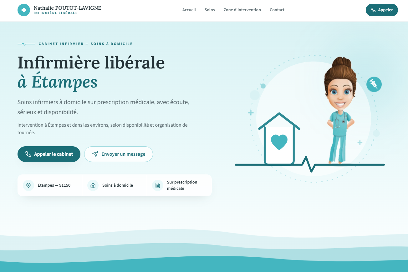 Aperçu du site de Nathalie Poutot-Lavigne, Infirmière libérale — Étampes (91)